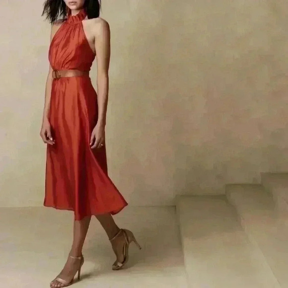 BANANA REPUBLIC HALTER MIDI DRESS - Picture 8 of 8